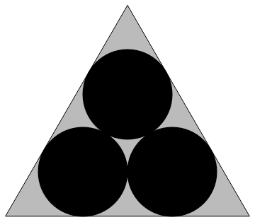 Packing three unit circles in an equilateral triangle