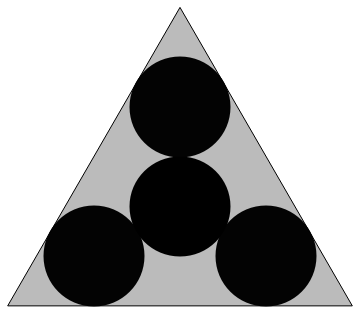 Packing four unit circles in an equilateral triangle